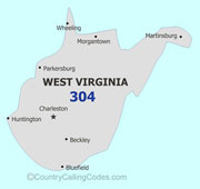 West-Virginia area code map